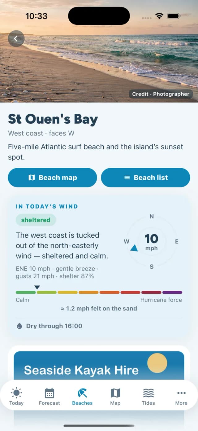 A beach guide page