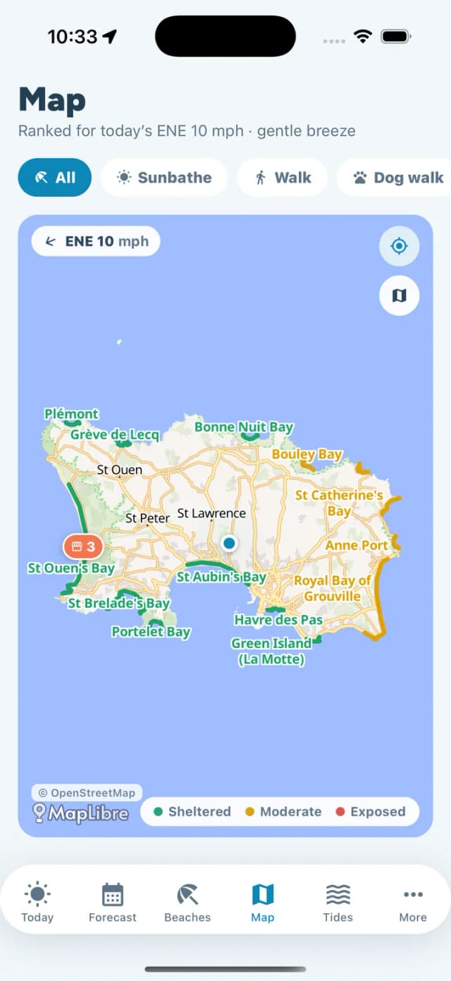 The whole island on one map